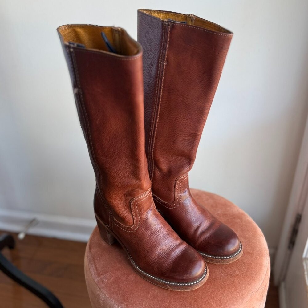 Frye - Campus 14L Tall Leather Boots Saddle - Women’s 6.5​ - Picture 10 of 15